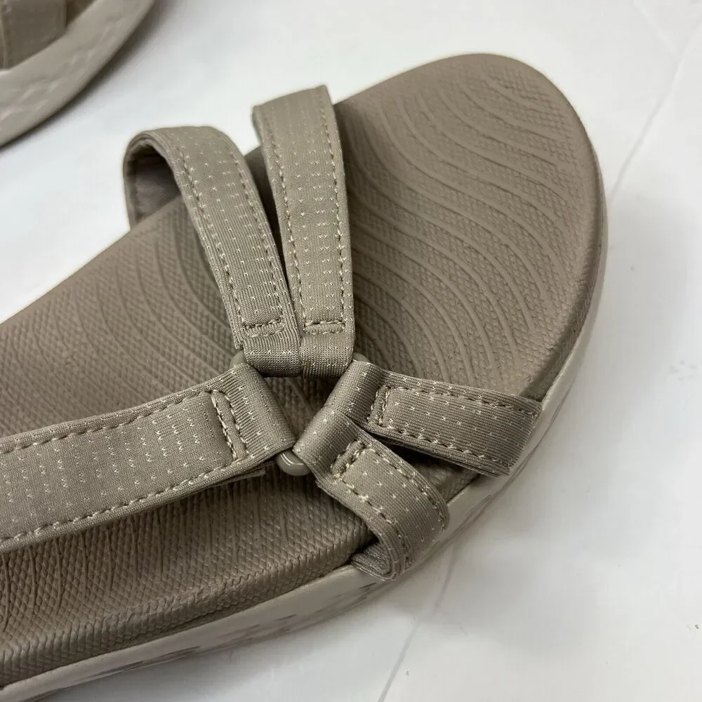 Skechers Goga Max Taupe Tan Sandals Size 11 Strappy Comfort Walking